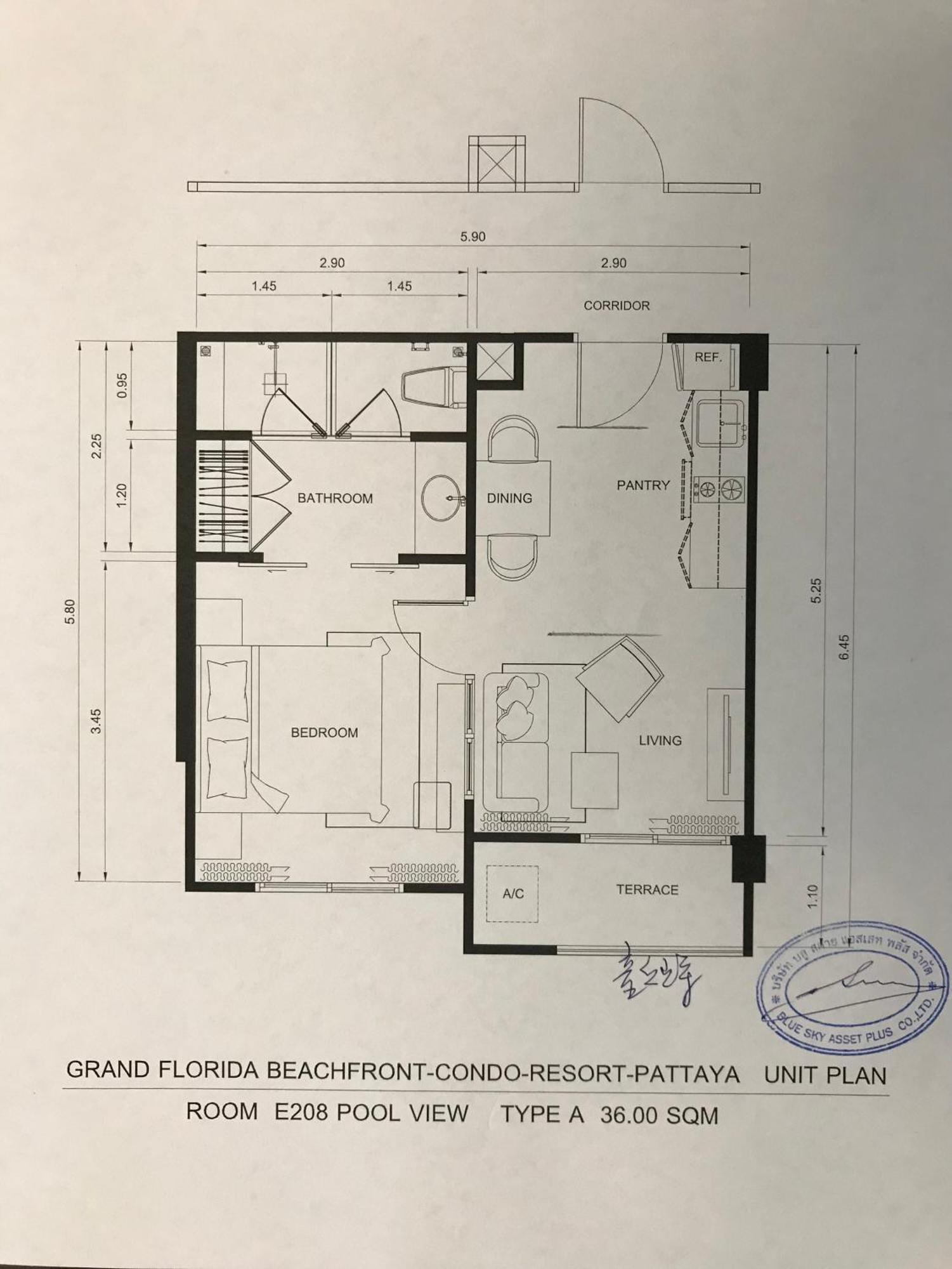 Grand Florida芭提雅带免费游泳池温泉和健身房和办公区水上花园公寓e208 Na Chom Thian Eksteriør billede